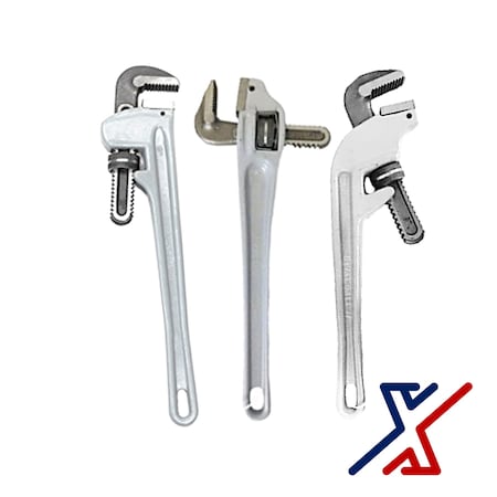 X1 Tools 14 Adjustable Aluminum Pipe Wrench Set of 3 Regular, 90 and 45 Degree 1 Set by X1 Tools X1E-HAN-WRE-PIP-9030x1